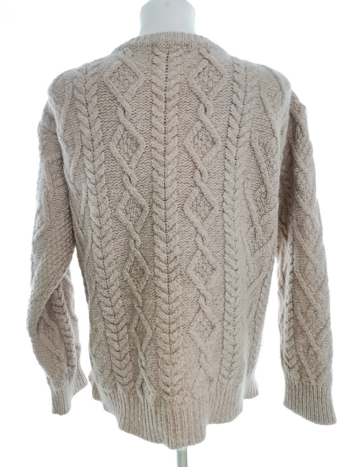 IMG_20220623_114617.jpg Blarney Rozmiar L Kolor Kremowy Crew Neck Kardigan Zapinany Długi rękaw Materiał Wełna Merino Dzianina kablowa