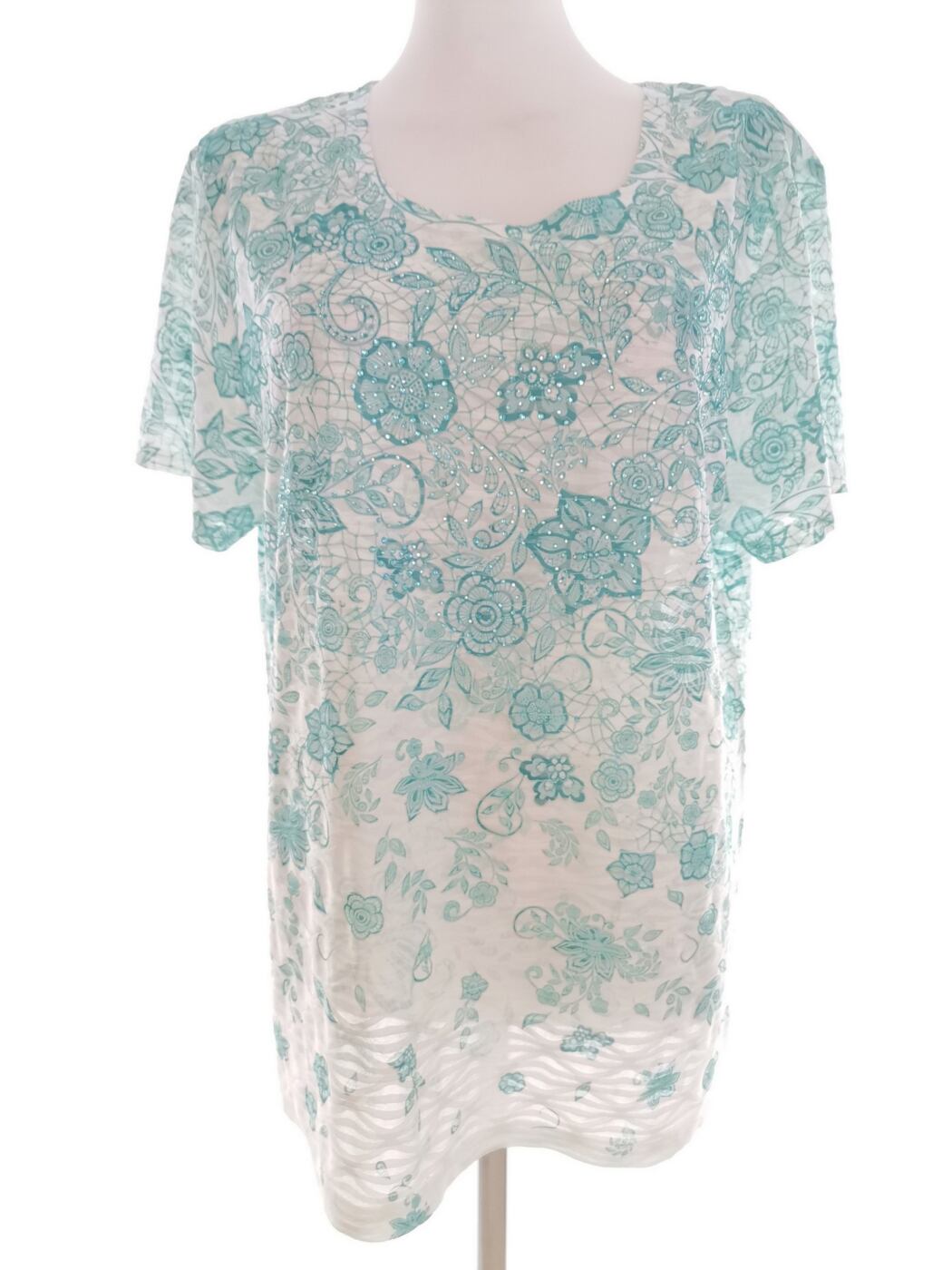 Mudflower Rozmiar L/XL Kolor Niebieski Okrągły dekolt Bluzka Krótki rękaw