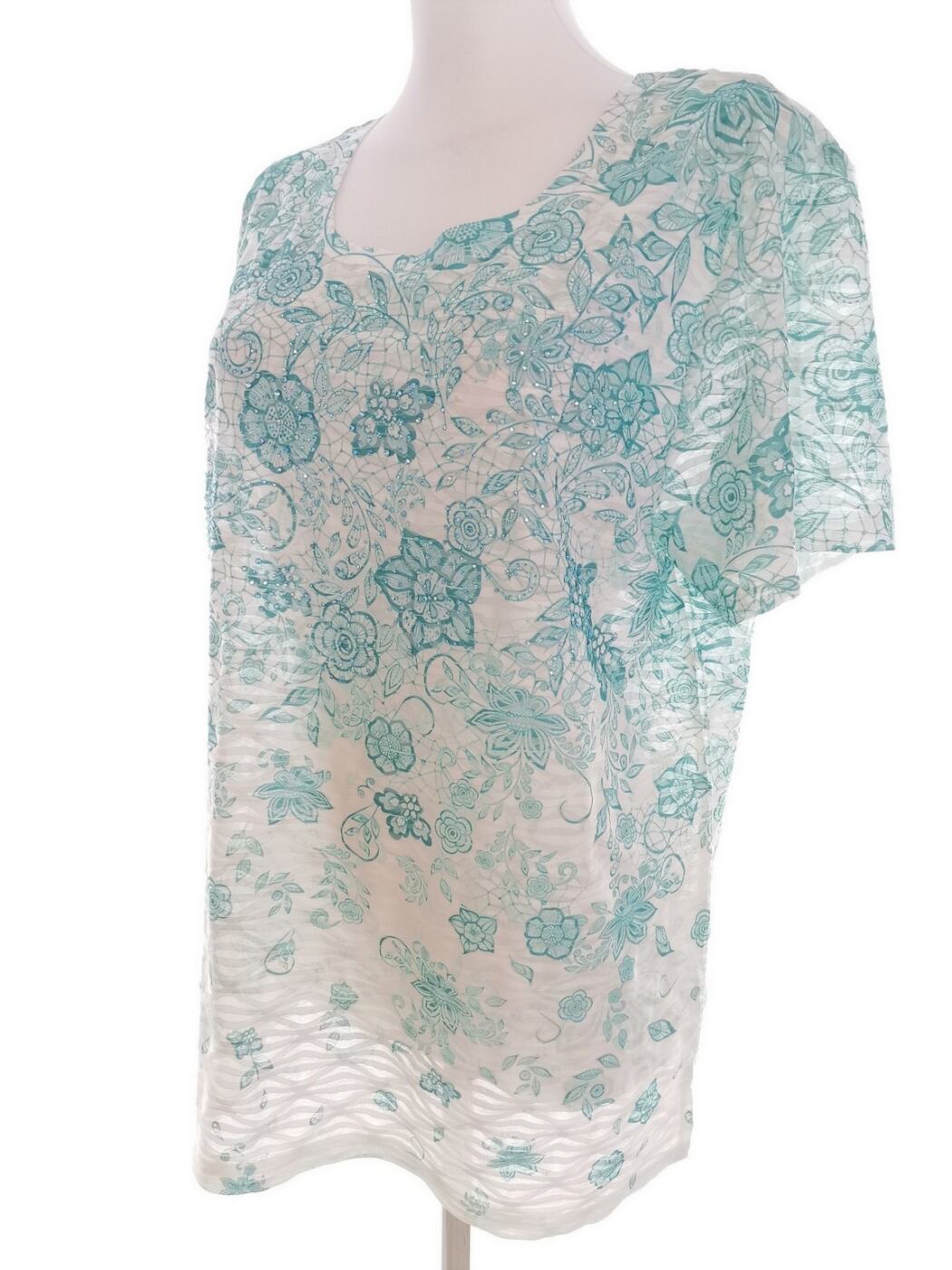 Mudflower Rozmiar L/XL Kolor Niebieski Okrągły dekolt Bluzka Krótki rękaw