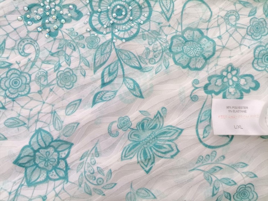 Mudflower Rozmiar L/XL Kolor Niebieski Okrągły dekolt Bluzka Krótki rękaw