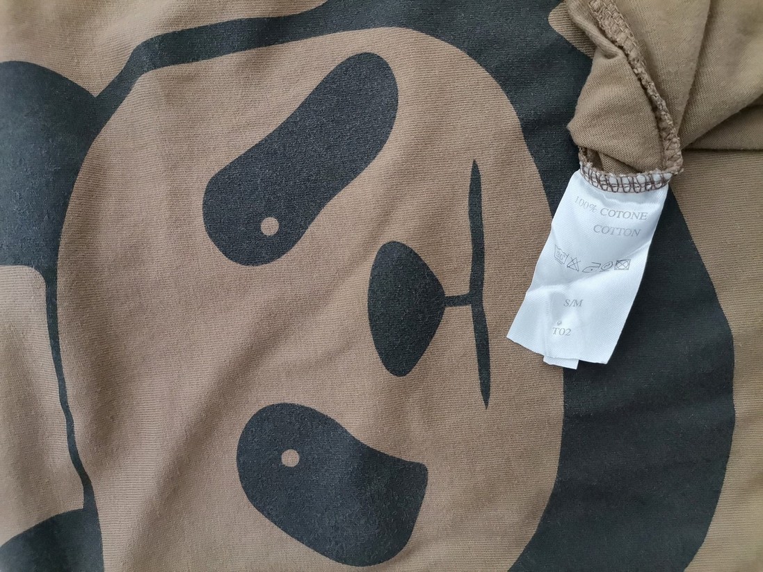 Sandro Ferrone Rozmiar M Kolor Brązowy Crew Neck Bluzka Krótki rękaw Materiał Bawełna 100%