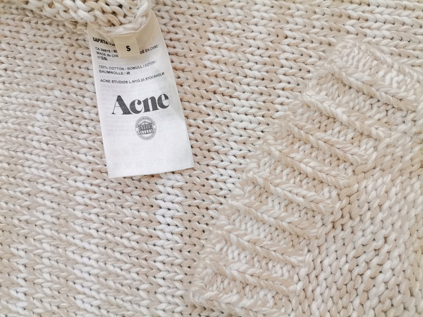 IMG_20220624_135345.jpg ACNE Studios Rozmiar S Kolor Kremowy Męski Sweter Długi rękaw Materiał Bawełna 100%