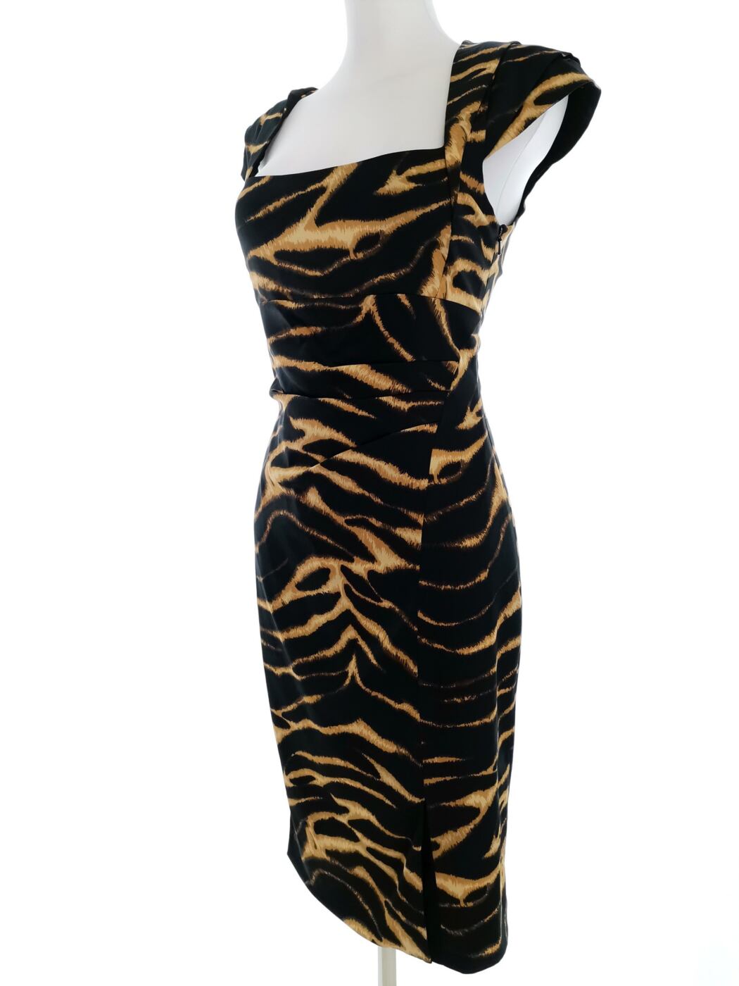 Karen MILLEN Rozmiar 38 (36) Kolor Czarny Kwadratowy dekolt Sukienka Ołówkowa Krótki rękaw Midi Karen MILLEN Rozmiar 38 (36) Kolor Czarny Kwadratowy dekolt Sukienka Ołówkowa Krótki rękaw Midi