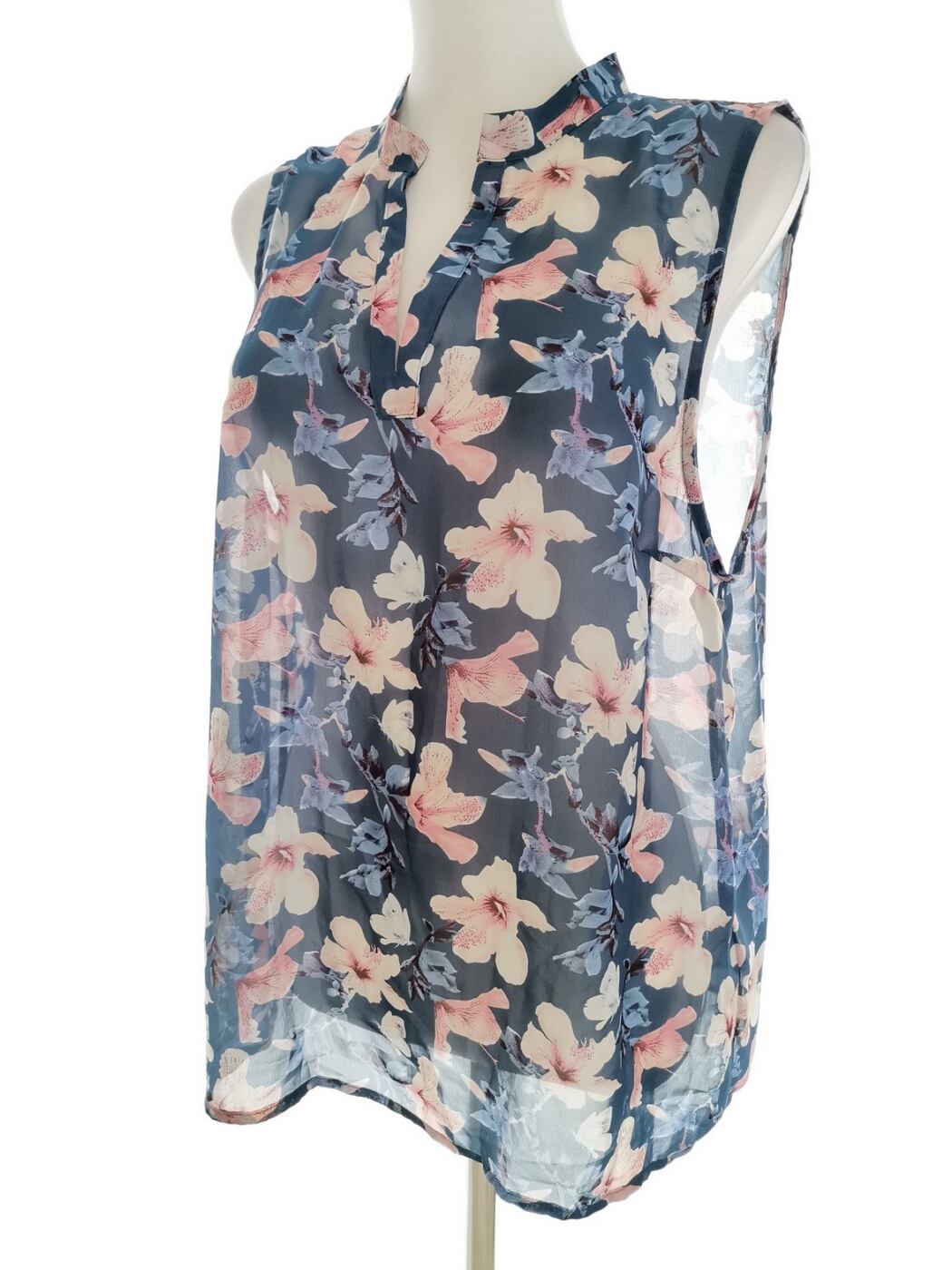 Vero moda Rozmiar XL Kolor Niebieski Kołnierz Bluzka Bezrękawnik