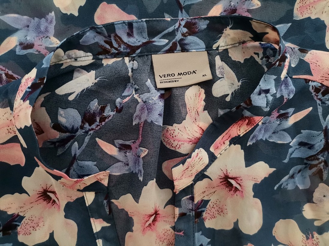 Vero moda Rozmiar XL Kolor Niebieski Kołnierz Bluzka Bezrękawnik