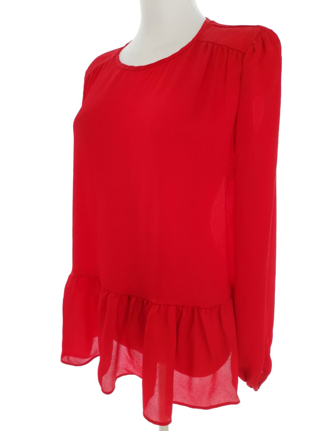 IMG_20220628_125938.jpg Vintage Rozmiar 46/48 Kolor Czerwony Crew Neck Bluzka Peplum Długi rękaw