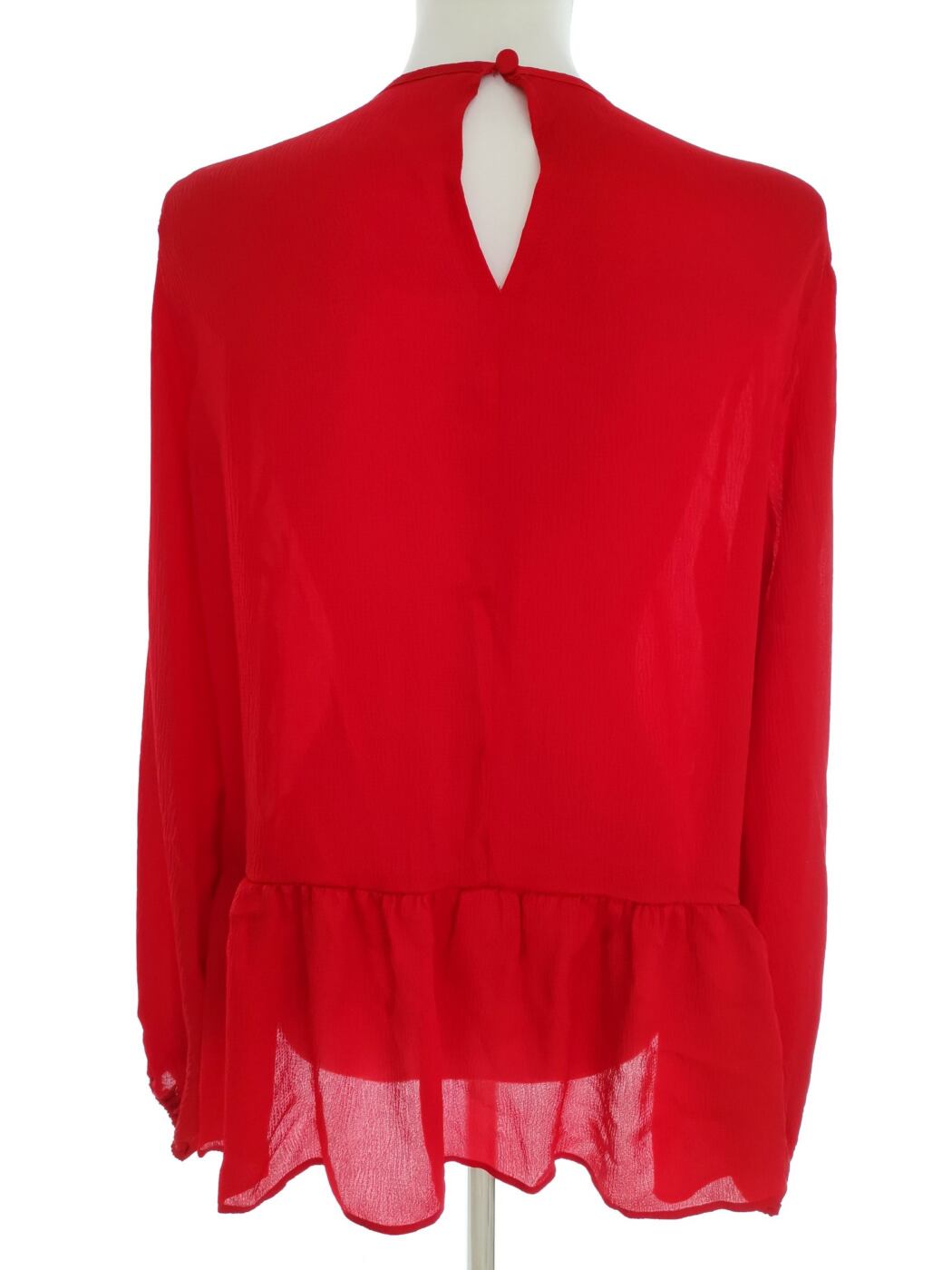 IMG_20220628_125946.jpg Vintage Rozmiar 46/48 Kolor Czerwony Crew Neck Bluzka Peplum Długi rękaw