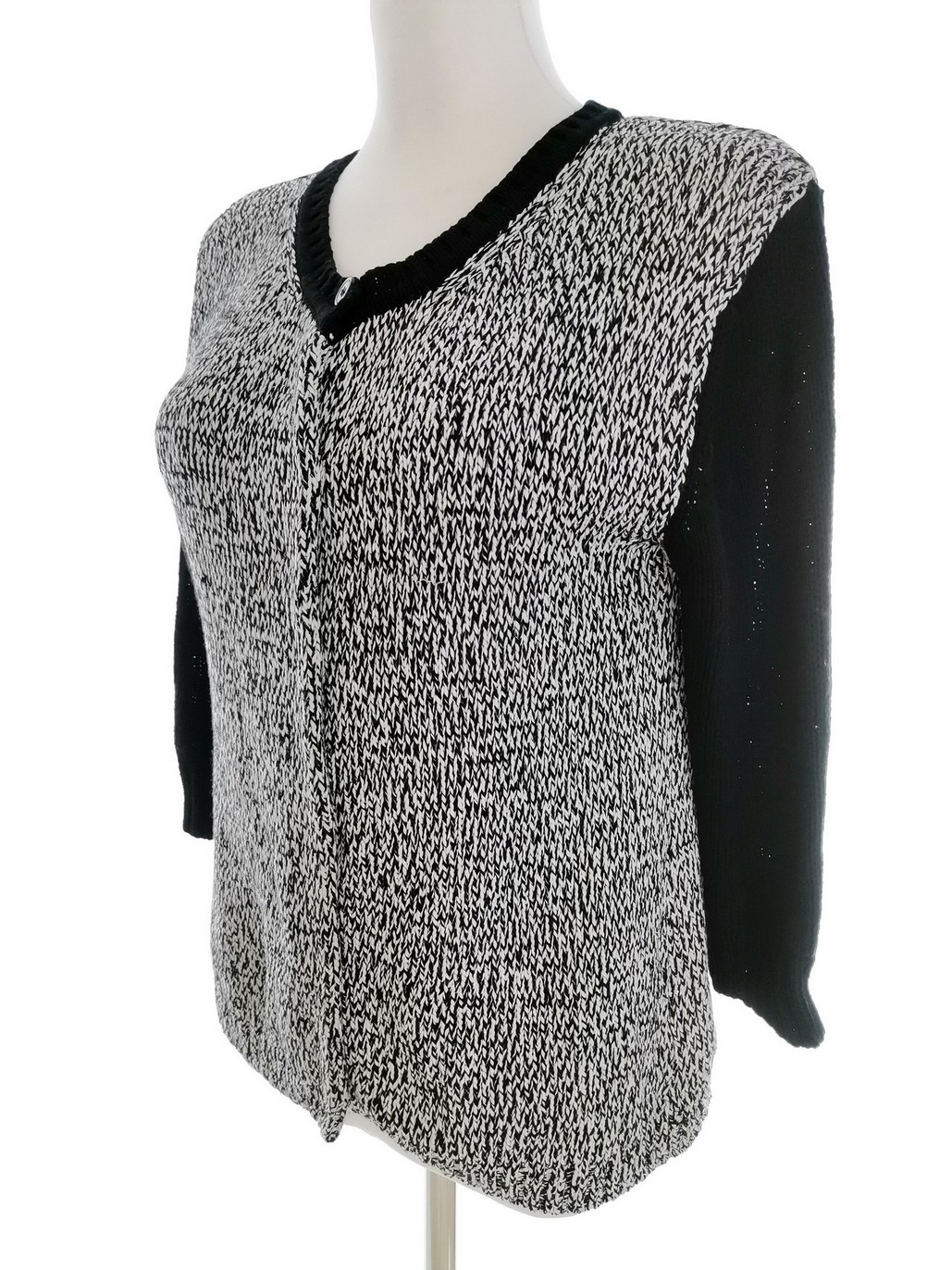 IMG_20220628_140826.jpg Massimo dutti Rozmiar M Kolor Czarny Okrągły dekolt Kardigan Zapinany Rękaw 3/4 Materiał Bawełna 100% Cienka dzianina