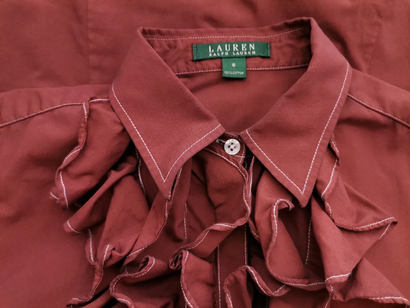 IMG_20220630_125119.jpg Lauren ralph lauren Rozmiar 8 (36) Kolor Brązowy Kołnierz Bluzka Zapinana Krótki rękaw Materiał Bawełna 100%