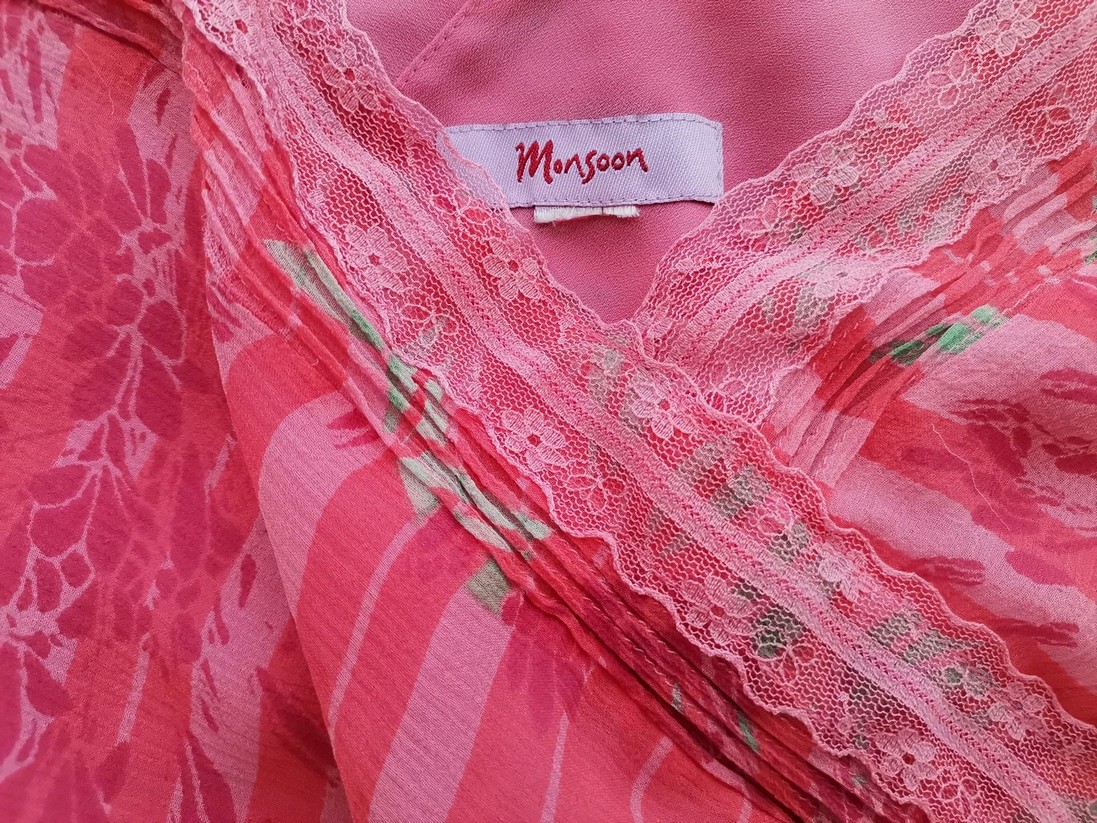 Monsoon Rozmiar 42/44 Kolor Różowy Roślinny Liście Dekolt Serce Tunika Bluzka Bezrękawnik Materiał Jedwab 100% Monsoon Rozmiar 42/44 Kolor Różowy Roślinny Liście Dekolt Serce Tunika Bluzka Bezrękawnik Materiał Jedwab 100%