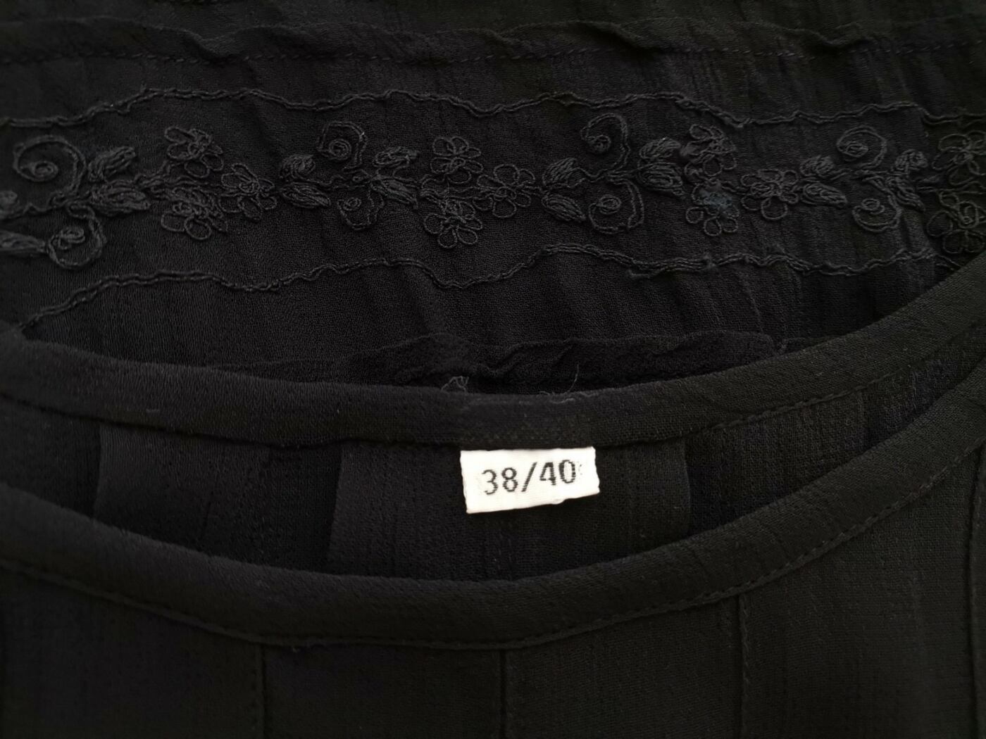 Vintage Rozmiar 38/40 Kolor Czarny Okrągły dekolt Tunika Bluzka Bezrękawnik