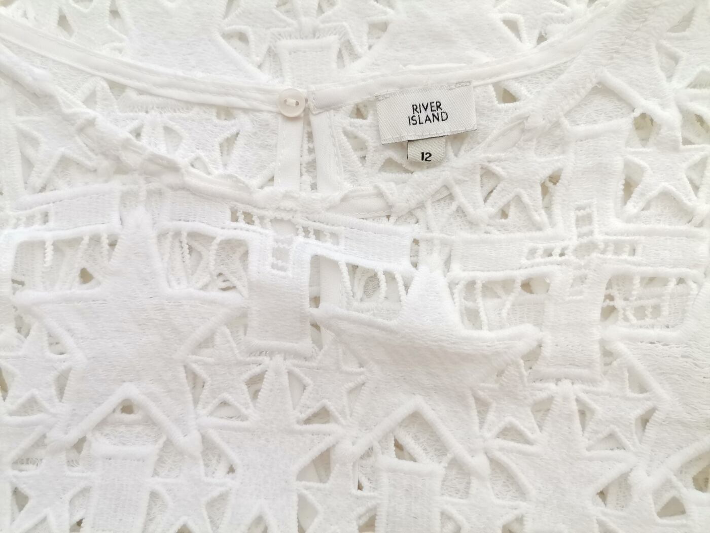 River island Rozmiar 12 (38) Kolor Biały Okrągły dekolt Bluzka Długi rękaw
