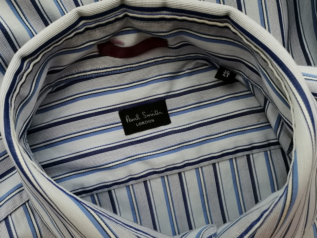 IMG_20220704_095139.jpg Paul Smith Rozmiar 16 (41) Kolor Niebieski Pasy Kołnierz Męska Koszula Elegancka Długi rękaw Materiał Bawełna 100%