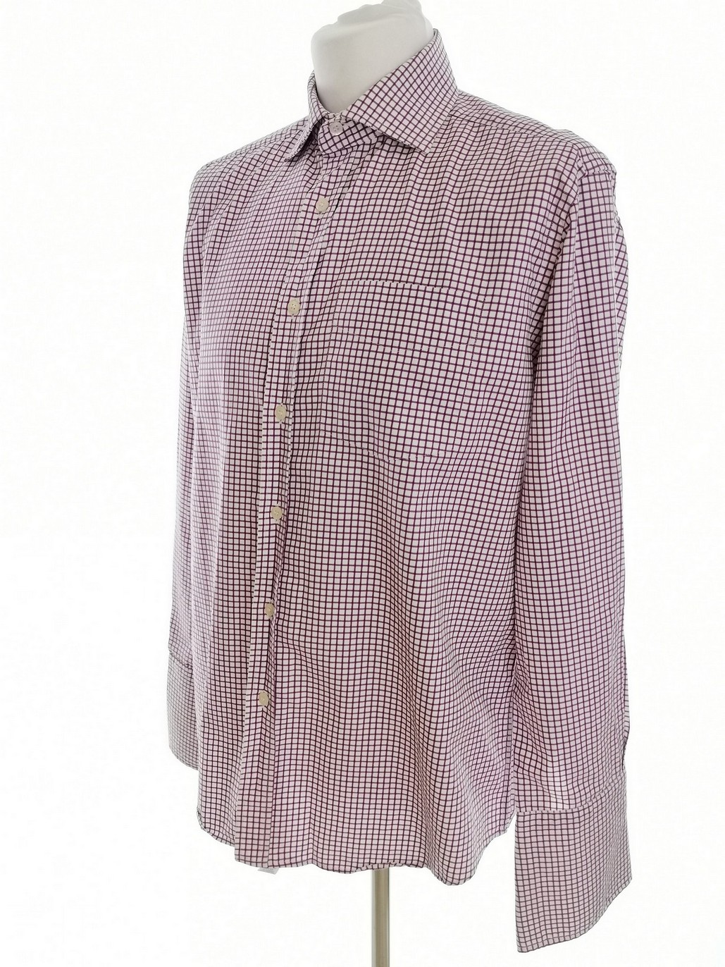 IMG_20220704_095256.jpg Paul Smith Rozmiar 16 (41) Kolor Fioletowy Krata Kołnierz Męska Koszula Elegancka Długi rękaw Materiał Bawełna 100%
