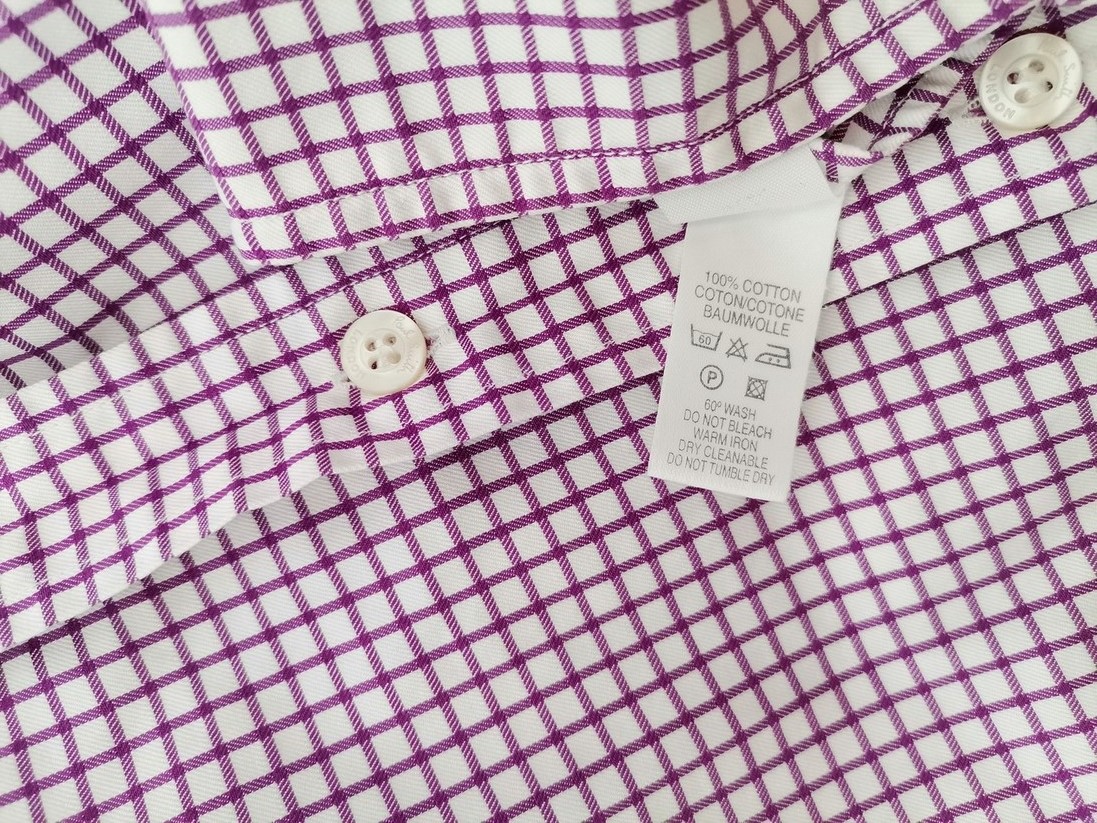 IMG_20220704_095356.jpg Paul Smith Rozmiar 16 (41) Kolor Fioletowy Krata Kołnierz Męska Koszula Elegancka Długi rękaw Materiał Bawełna 100%