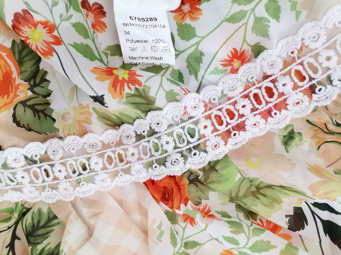 Vintage Rozmiar XXL (46) Kolor Kremowy Krata Spódnica Maxi Długa Materiał Bawełna