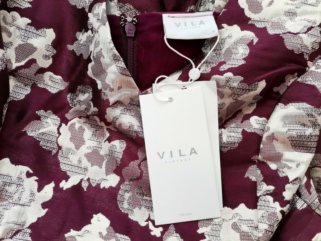 Vila Rozmiar M Kolor Purpurowy W serek Sukienka Rozkloszowana Bezrękawnik Do Kolan Vila Rozmiar M Kolor Purpurowy W serek Sukienka Rozkloszowana Bezrękawnik Do Kolan