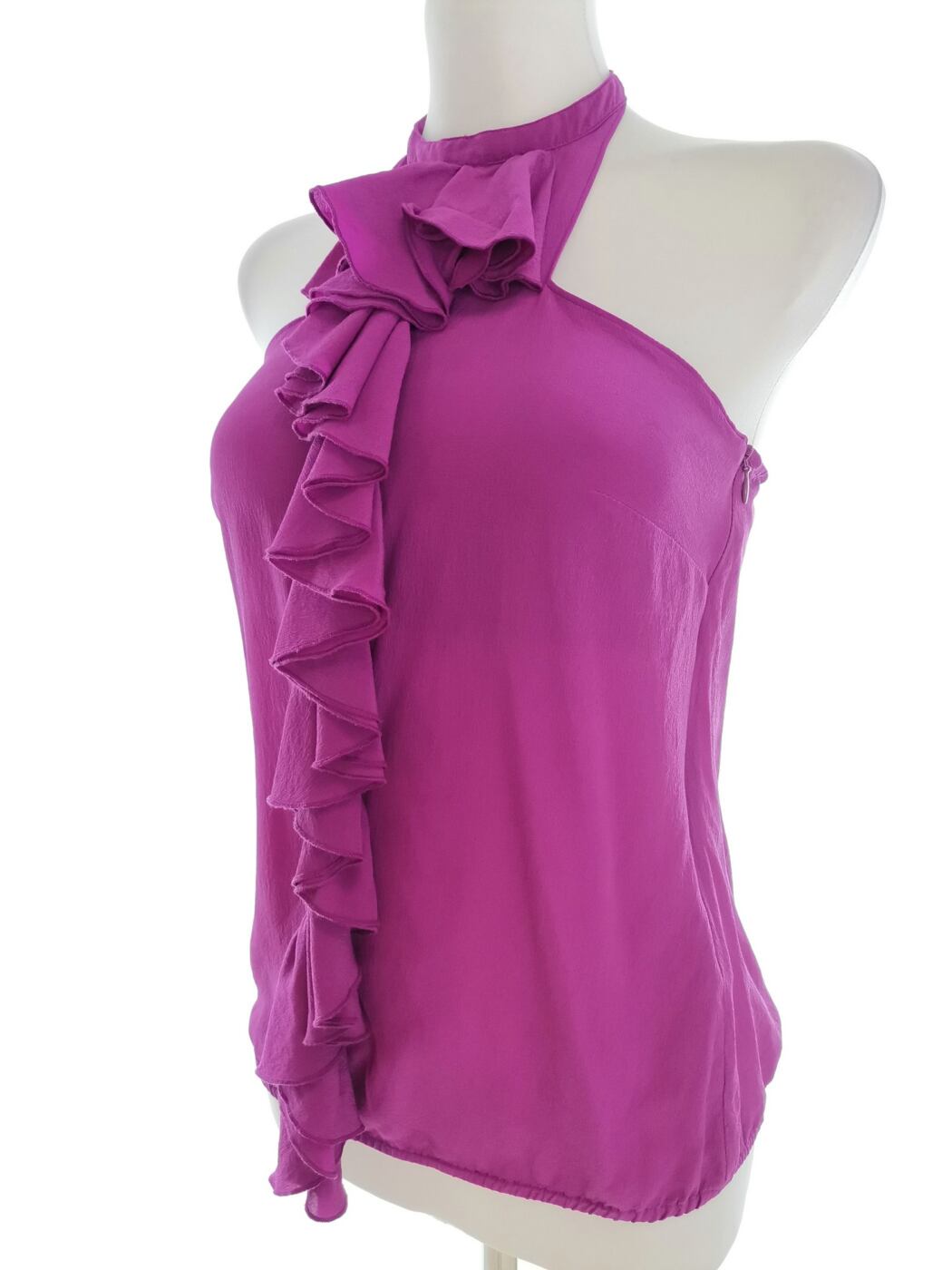 IMG_20220705_111015.jpg Sisley Rozmiar XS Kolor Fioletowy Halter Bluzka Bezrękawnik Materiał Jedwab 100%