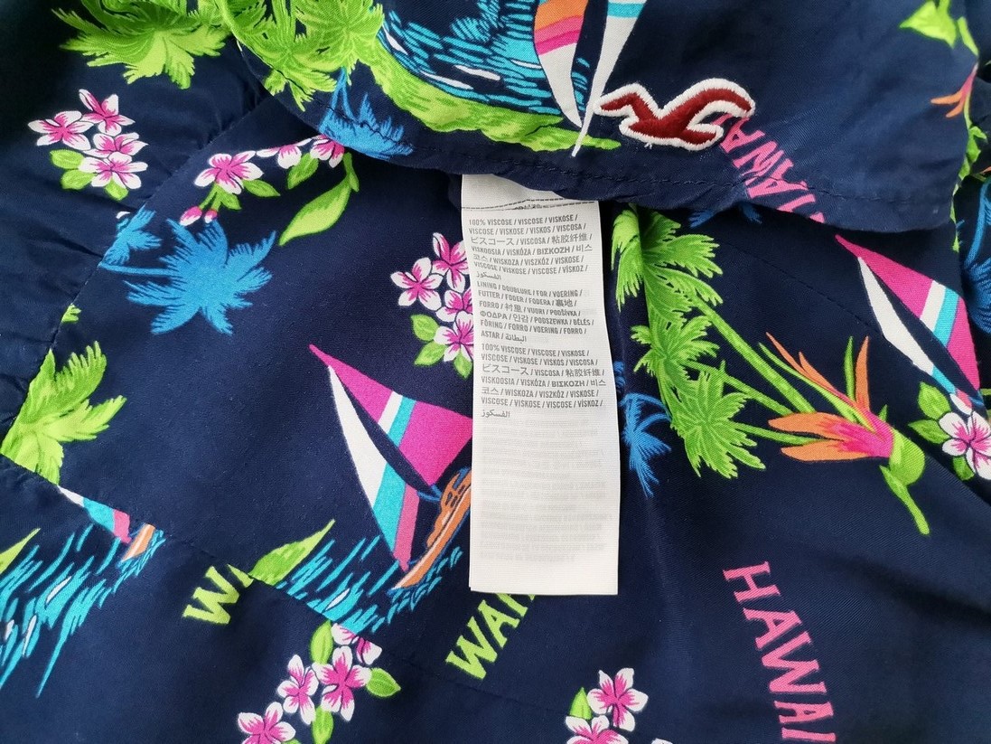 Hollister Rozmiar XS Kolor Granatowy Dekolt U Sukienka Mini Bezrękawnik Krótka Materiał Wiskoza 100% Hollister Rozmiar XS Kolor Granatowy Dekolt U Sukienka Mini Bezrękawnik Krótka Materiał Wiskoza 100%