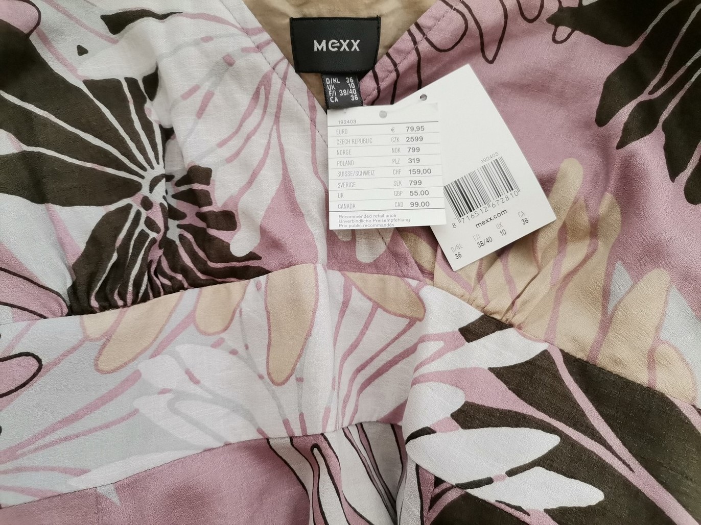Mexx Rozmiar 36 Kolor Beżowy W serek Sukienka A-Line Krótki rękaw Midi Materiał Bawełna 100% Mexx Rozmiar 36 Kolor Beżowy W serek Sukienka A-Line Krótki rękaw Midi Materiał Bawełna 100%