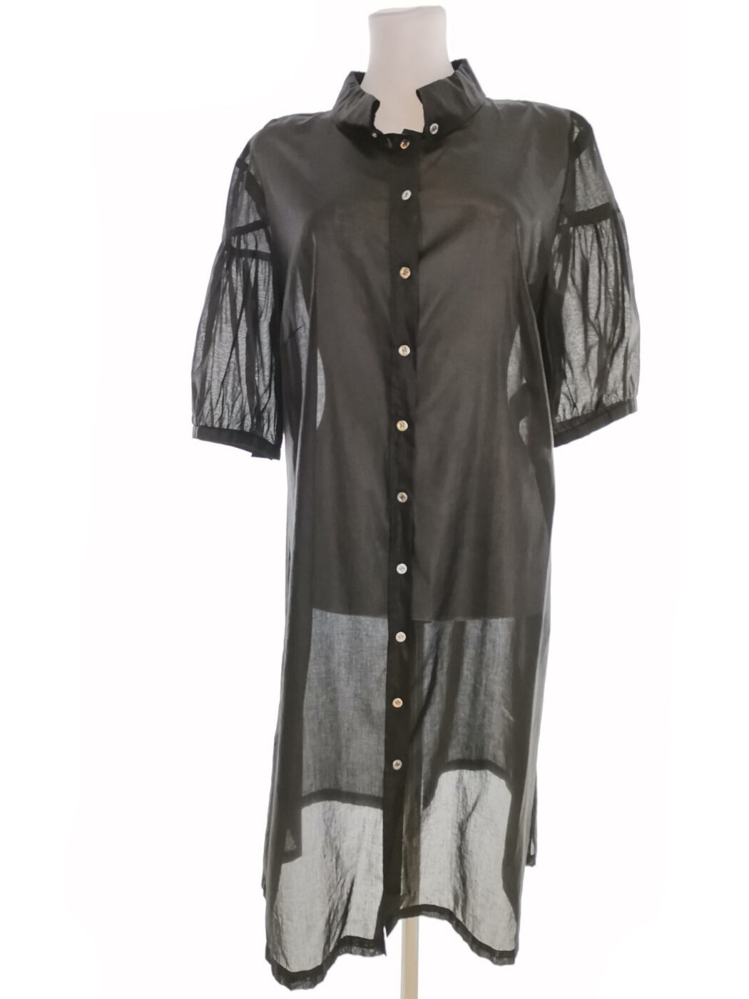 BLACKY DRESS Rozmiar 44 Kolor Czarny Kołnierz Tunika Zapinana Bluzka Krótki rękaw Materiał Bawełna 100%