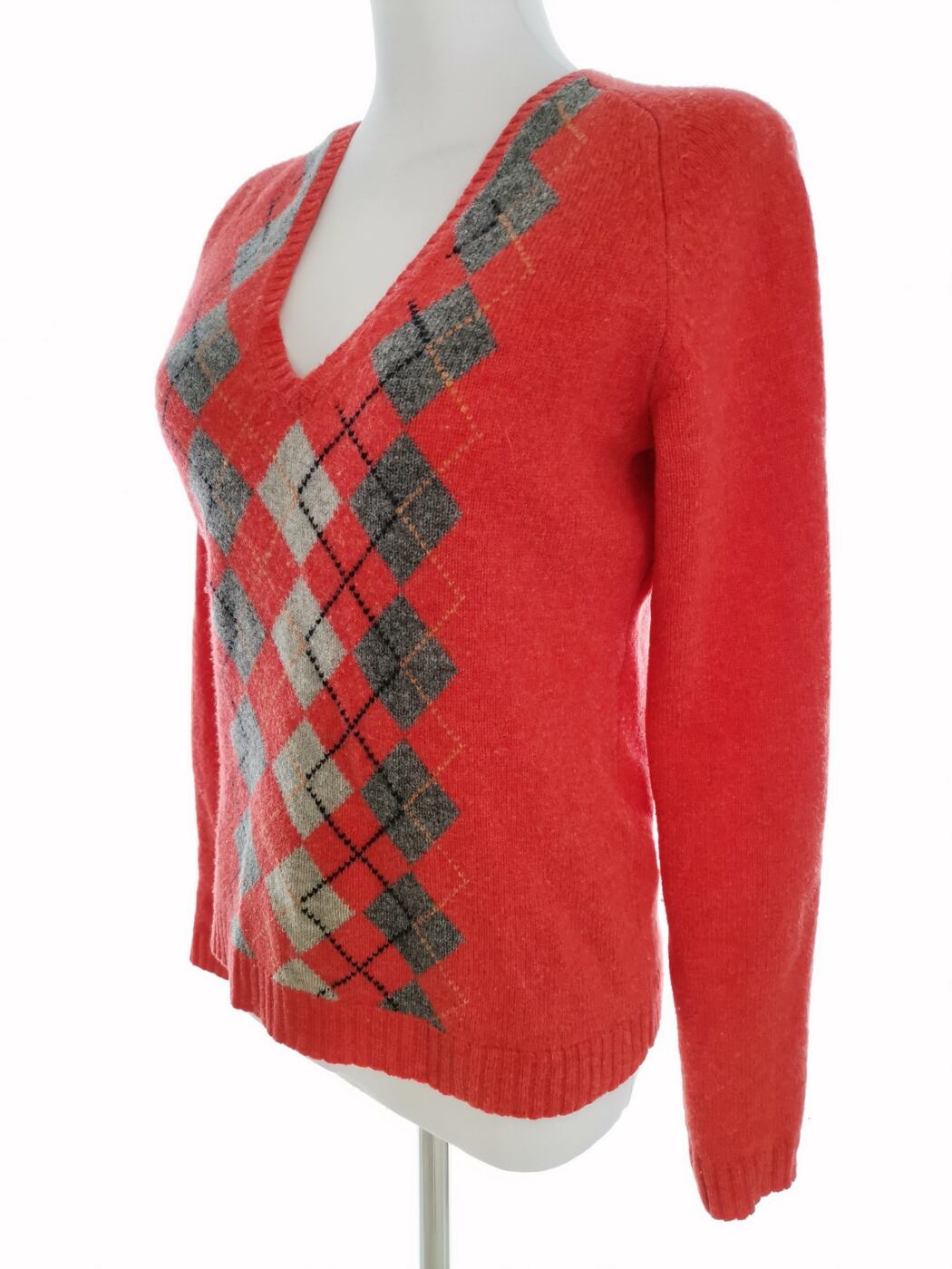 IMG_20220706_124914.jpg J.Crew Rozmiar M Kolor Pomarańczowy W serek Sweter Długi rękaw Materiał Wełna Jagnięca 100% Cienka dzianina