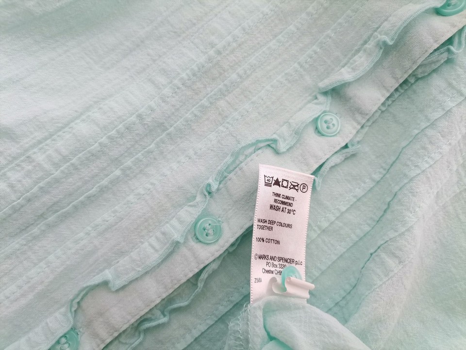 IMG_20220706_130003.jpg Marks&spencer Rozmiar 16 (44) Kolor Miętowy Kołnierz Koszula Zapinana Bluzka Krótki rękaw Materiał Bawełna 100%