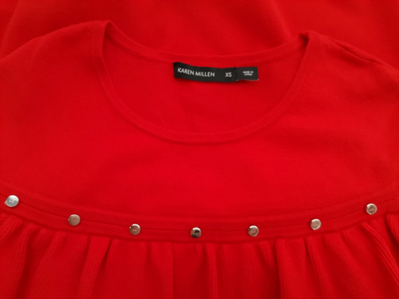Karen MILLEN Rozmiar XS Kolor Czerwony Crew Neck Sukienka Sweterkowa Długi rękaw Do Kolan Materiał Wiskoza Karen MILLEN Rozmiar XS Kolor Czerwony Crew Neck Sukienka Sweterkowa Długi rękaw Do Kolan Materiał Wiskoza