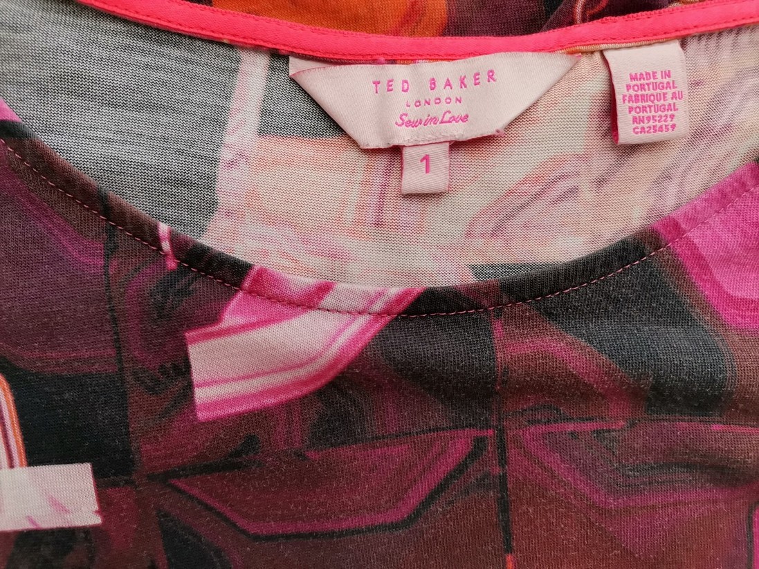 IMG_20220706_140424.jpg Ted Baker Rozmiar 1 (42) Kolor Różowy Okrągły dekolt Bluzka Krótki rękaw Materiał Lyocell 100%