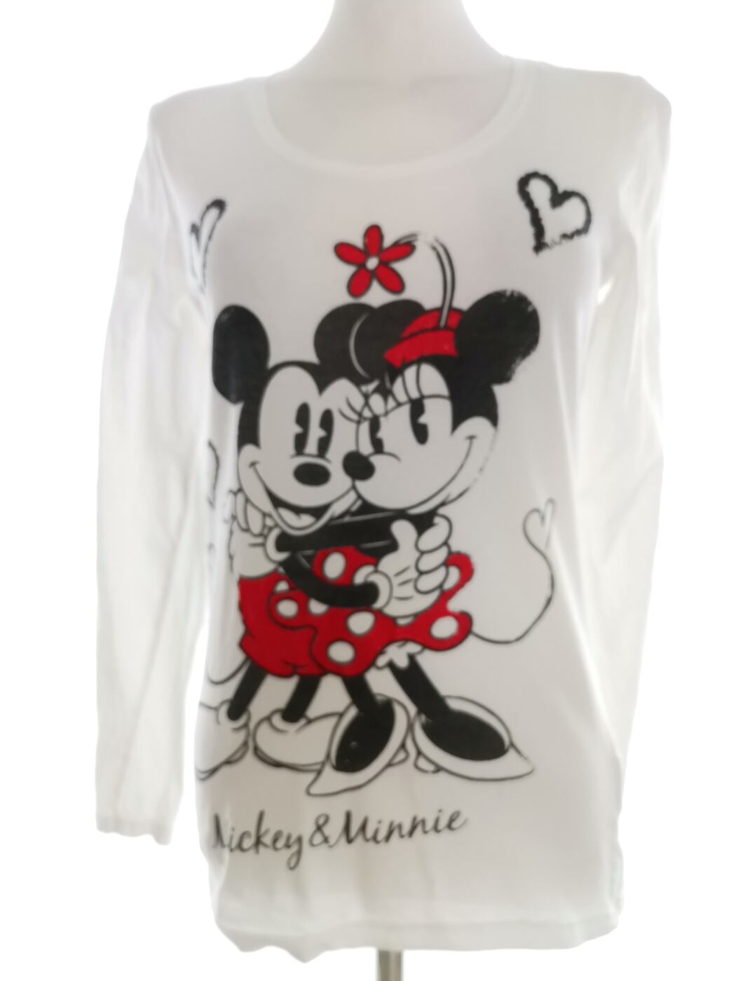Disney Rozmiar XS Kolor Biały Okrągły dekolt Bluzka Długi rękaw Materiał Bawełna 100%