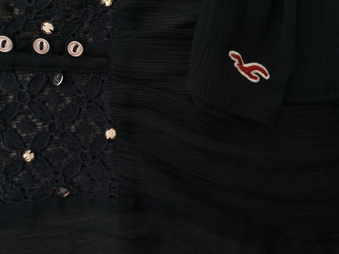 Hollister Rozmiar XS Kolor Granatowy Split Crew Neck Bluzka Krótki rękaw
