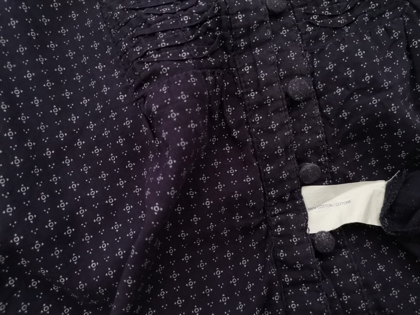 Gap Rozmiar S Kolor Granatowy Split Crew Neck Bluzka Zapinana Rękaw 3/4 Materiał Bawełna 100%