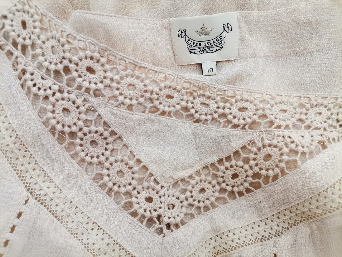 River island Rozmiar 10 (36) Kolor Kremowy Kwadratowy dekolt Tunika Bluzka Długi rękaw Materiał Wiskoza 100%