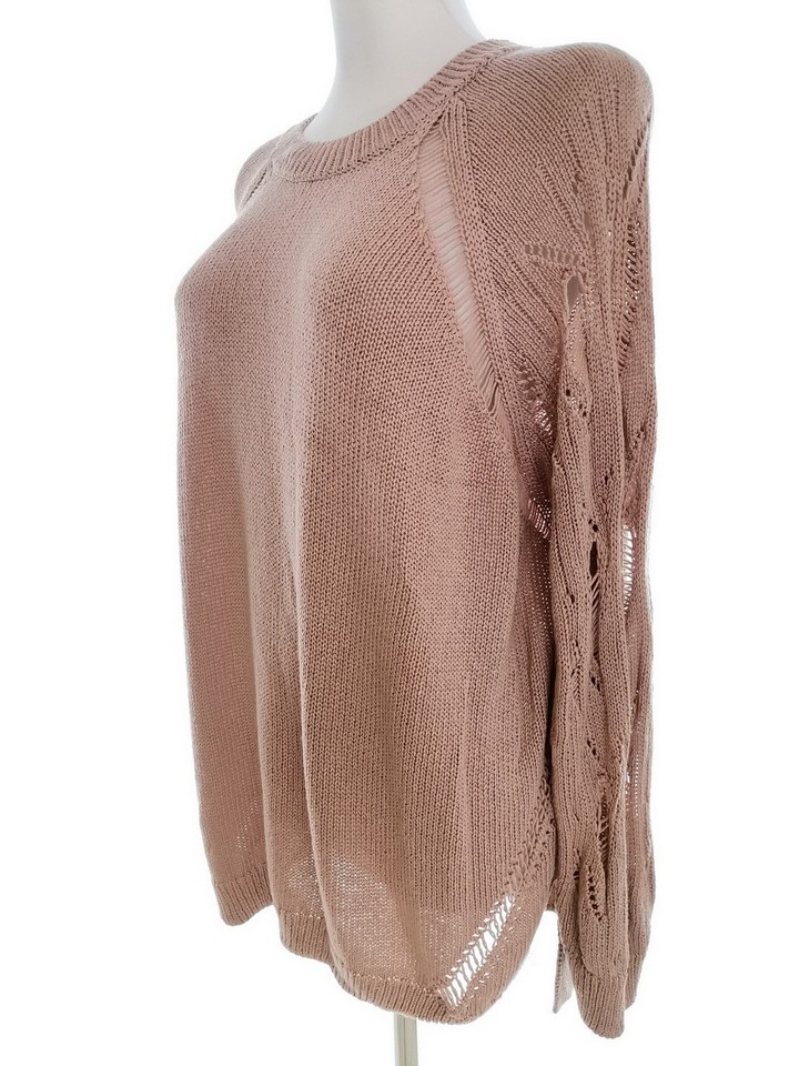River island Rozmiar L Kolor Pudrowy Róż Okrągły dekolt Tunika Bluzka Dzianina Długi rękaw Materiał Akryl 100%