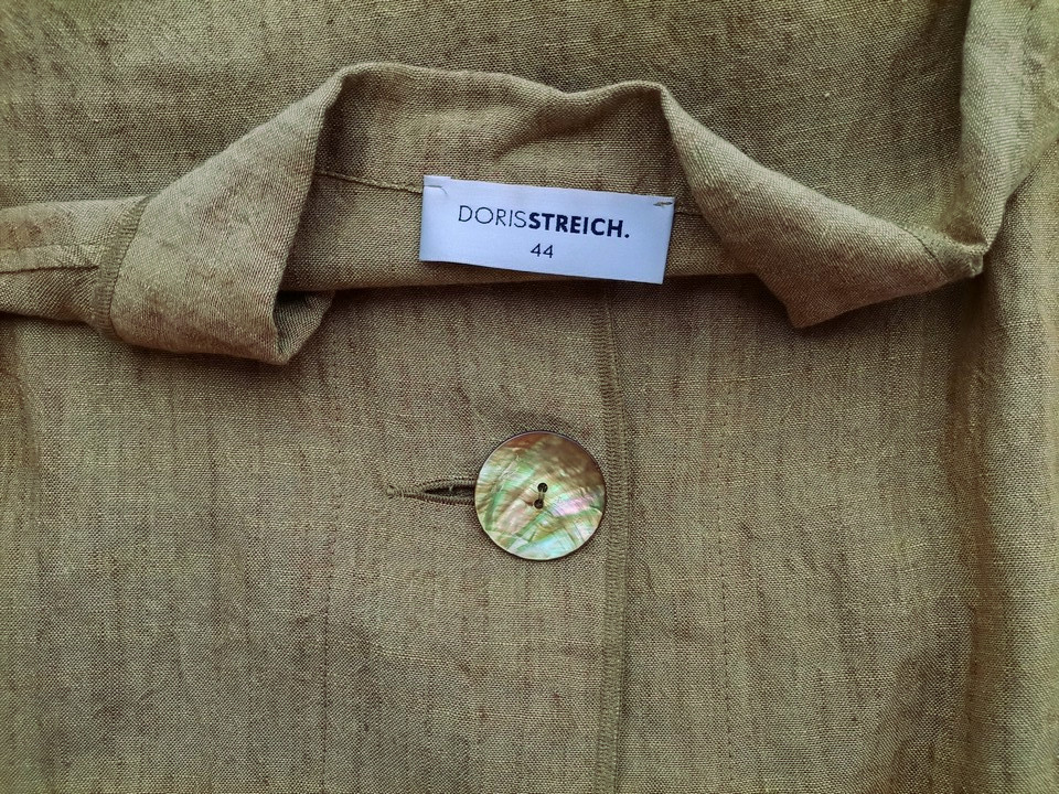 IMG_20220712_112120.jpg Doris Streich Rozmiar 44 Kolor Khaki Kołnierz Żakiet z zapięciem Rękaw 3/4 Materiał Len