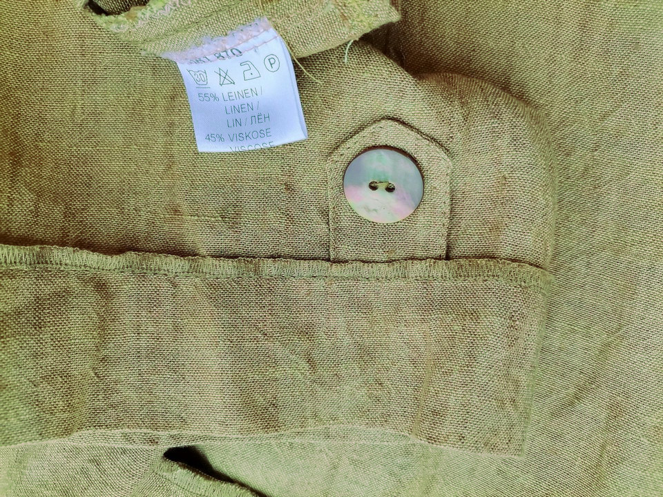 IMG_20220712_112136.jpg Doris Streich Rozmiar 44 Kolor Khaki Kołnierz Żakiet z zapięciem Rękaw 3/4 Materiał Len