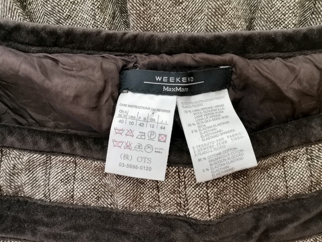 Weekend maxmara Rozmiar 40 Kolor Brązowy A-Line Spódnica Midi Materiał Wełna