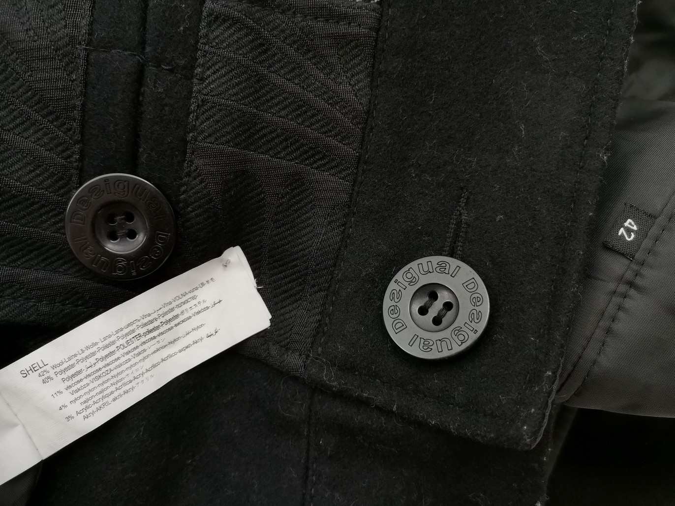 DESIGUAL Rozmiar 42 Kolor Czarny Spódnica Zawijana Do Kolan Materiał Wełna