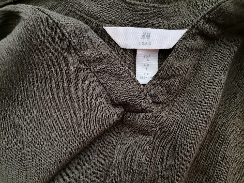 H&m Rozmiar 36 Kolor Khaki W serek Tunika Bluzka Krótki rękaw Materiał Wiskoza 100%
