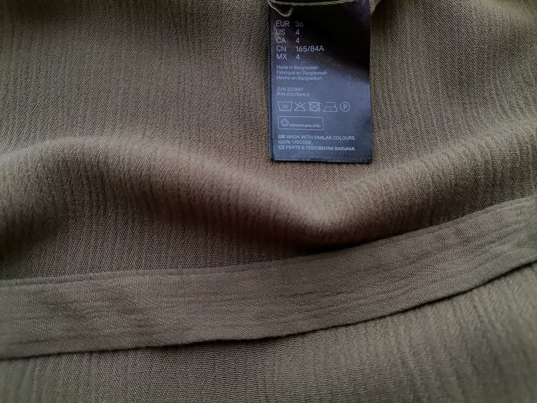 H&m Rozmiar 36 Kolor Khaki W serek Tunika Bluzka Krótki rękaw Materiał Wiskoza 100%