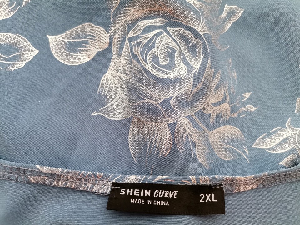 IMG_20220712_134804.jpg SHEIN Rozmiar 2XL Kolor Niebieski W serek Bolerko Kardigan Długi rękaw Cienka dzianina