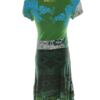 DESIGUAL Rozmiar M Kolor Zielony Okrągły dekolt Sukienka A-Line Krótki rękaw Midi Materiał Wiskoza 100%