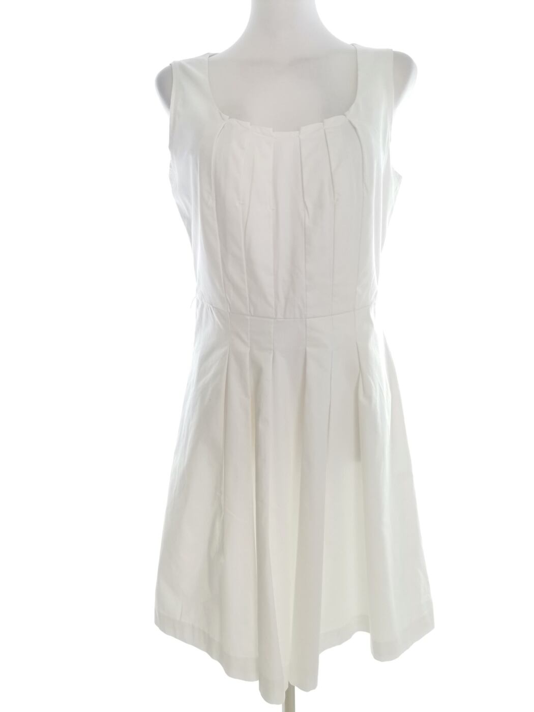 Oasis Rozmiar 10 (36) Kolor Biały Okrągły dekolt Sukienka A-Line Bezrękawnik Do Kolan Materiał Bawełna