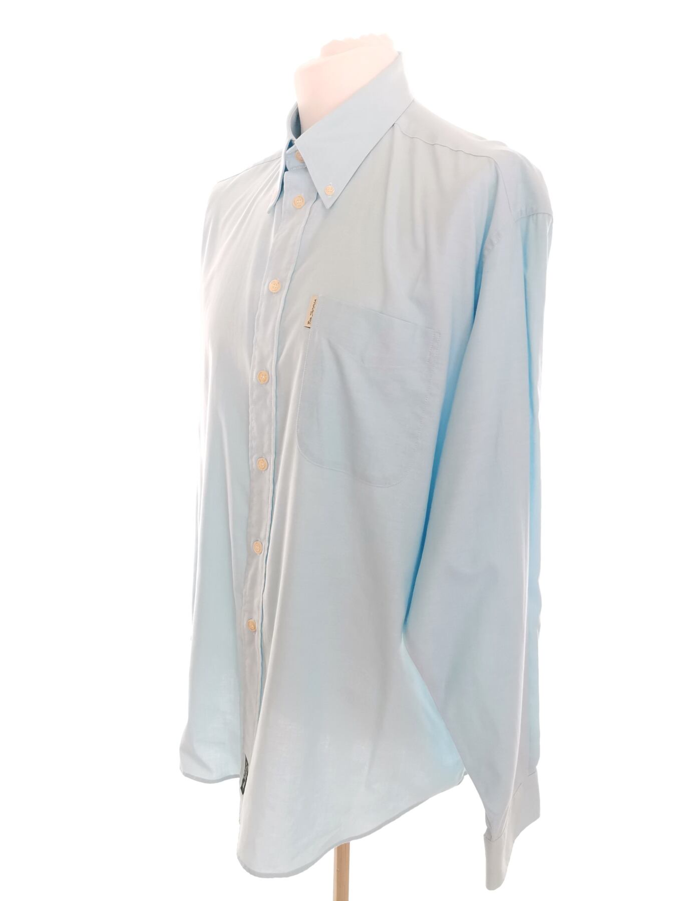 IMG_20220713_113140.jpg BEN SHERMAN Rozmiar 4 (XL) Kolor Niebieski Kołnierz Męska Koszula Casual Długi rękaw Materiał Bawełna