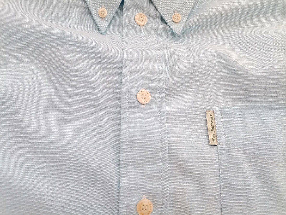 IMG_20220713_113258.jpg BEN SHERMAN Rozmiar 4 (XL) Kolor Niebieski Kołnierz Męska Koszula Casual Długi rękaw Materiał Bawełna