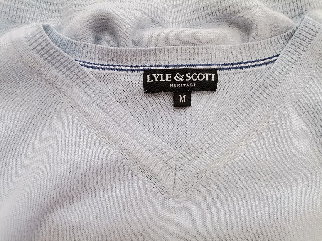 IMG_20220713_115343.jpg Lyle & Scott Rozmiar M Kolor Niebieski Męski Sweter Długi rękaw Materiał Bawełna 100%
