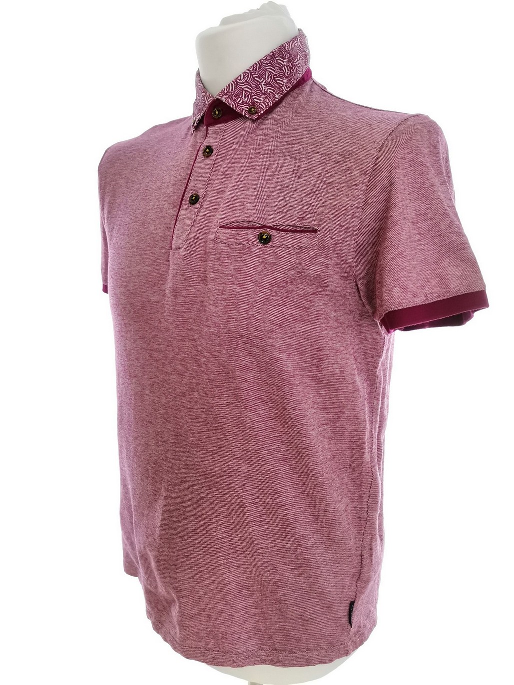 IMG_20220713_120954.jpg Ted Baker Rozmiar 3 (L) Kolor Purpurowy Kołnierz Męska Koszula Polo Krótki rękaw Materiał Bawełna 100%