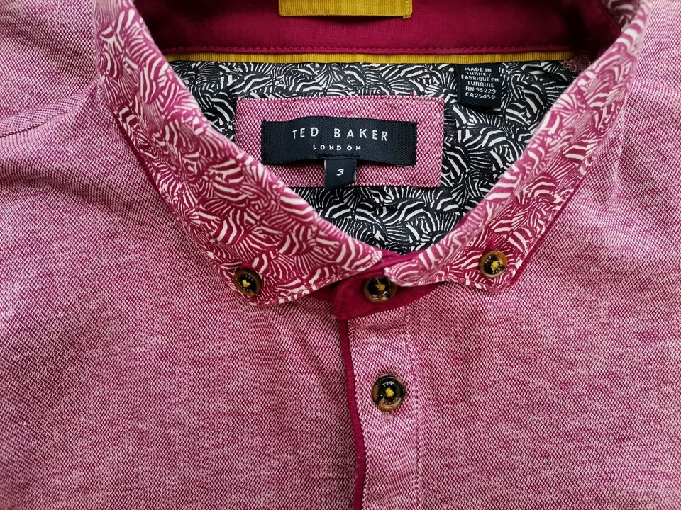 IMG_20220713_121022.jpg Ted Baker Rozmiar 3 (L) Kolor Purpurowy Kołnierz Męska Koszula Polo Krótki rękaw Materiał Bawełna 100%