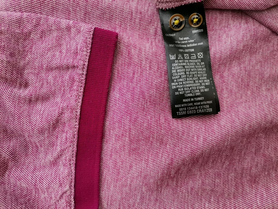 IMG_20220713_121035.jpg Ted Baker Rozmiar 3 (L) Kolor Purpurowy Kołnierz Męska Koszula Polo Krótki rękaw Materiał Bawełna 100%