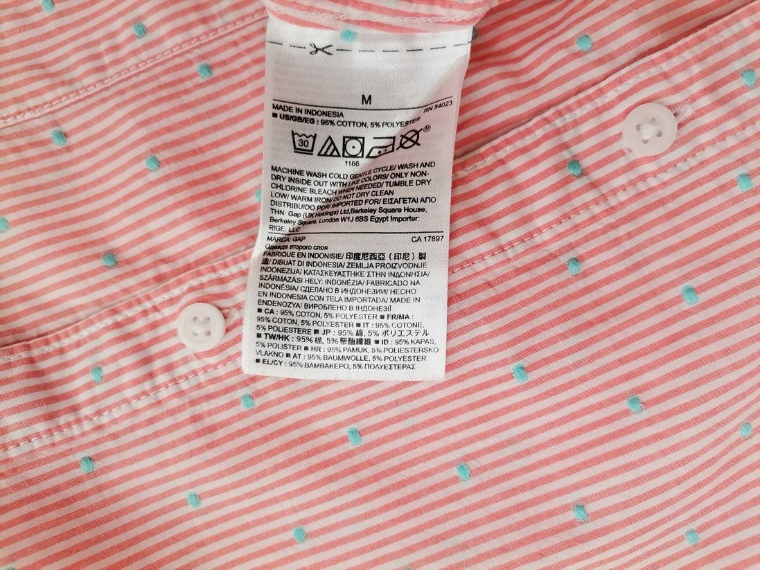 IMG_20220713_124253.jpg Gap Rozmiar M Kolor Różowy Pasy Kołnierz Koszula Zapinana Bluzka Długi rękaw Materiał Bawełna
